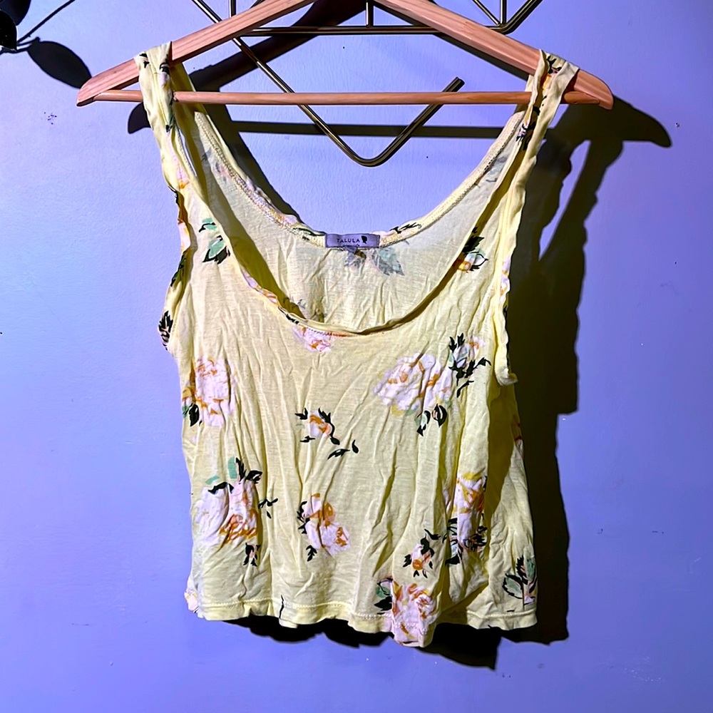 Aritzia Yellow Floral Crop Top